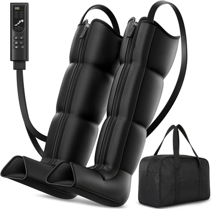 Leg Compression Massager Recovery System - Full-Leg Compression Boots with 8 Intensity 6 Modes for Circulation & Muscle Relief, FSA-HSA Eligible, Gifts for Men & Women, Black Medium