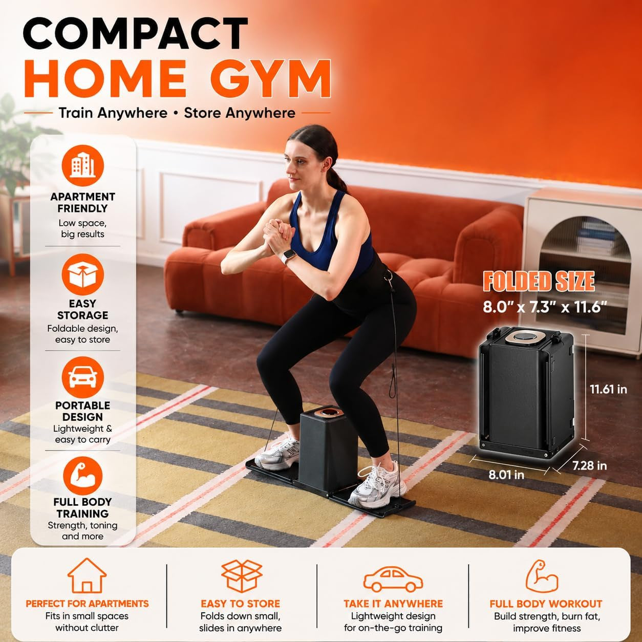 SR3 Smart Home Gym，Portable & Foldable Strength Training Cube Machine for Full Body Workouts，All-In-One Resistance Training Fitness Equipment for Home Use