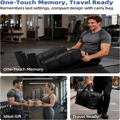 Leg Compression Massager Recovery System - Full-Leg Compression Boots with 8 Intensity 6 Modes for Circulation & Muscle Relief, FSA-HSA Eligible, Gifts for Men & Women, Black Medium