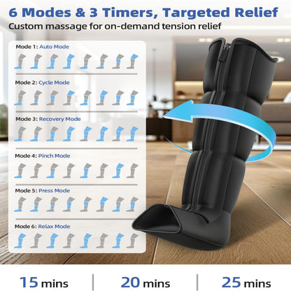 Leg Compression Massager Recovery System - Full-Leg Compression Boots with 8 Intensity 6 Modes for Circulation & Muscle Relief, FSA-HSA Eligible, Gifts for Men & Women, Black Medium